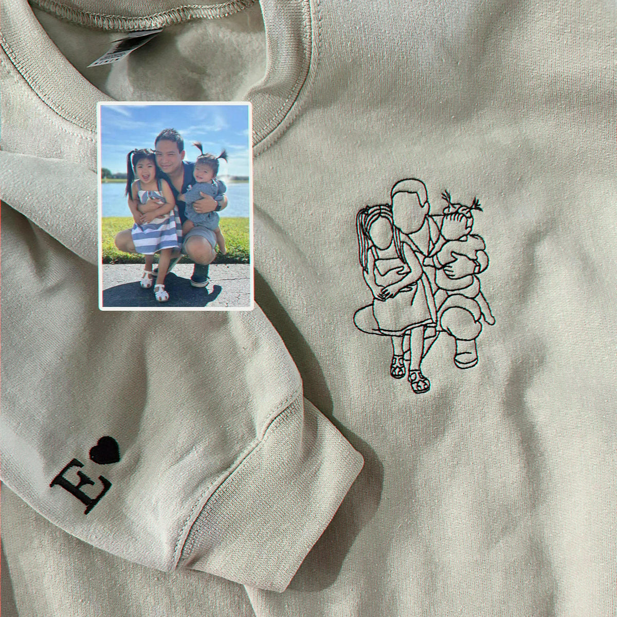 Custom Dad and Daughter Embroidered Sweatshirt, Personalized Father's Day Gift for Dad From Kids