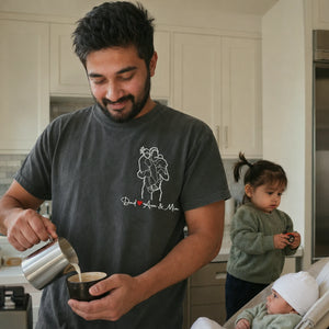 Custom Dad and Kids Photo Portrait T-Shirt or Sweatshirt - Personalized Father's Day Gift for Him