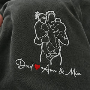 Custom Dad and Kids Photo Portrait T-Shirt or Sweatshirt - Personalized Father's Day Gift for Him
