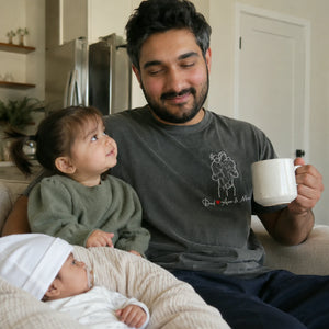 Custom Dad and Kids Photo Portrait T-Shirt or Sweatshirt - Personalized Father's Day Gift for Him