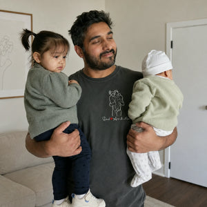 Custom Dad and Kids Photo Portrait T-Shirt or Sweatshirt - Personalized Father's Day Gift for Him