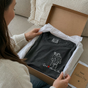 Custom Dad and Kids Photo Portrait T-Shirt or Sweatshirt - Personalized Father's Day Gift for Him