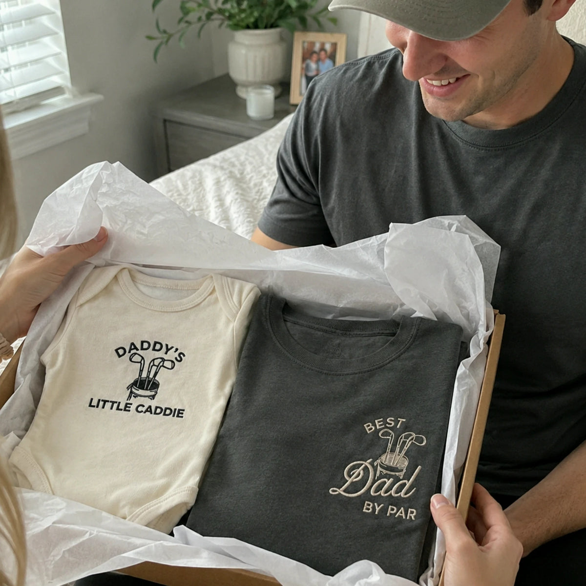 Dad and Mini Golfing Matching T-Shirt, Baby Onesie or Set - Embroidered Father's Day Gift for Golf Loving
