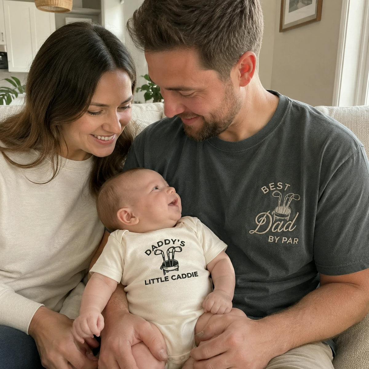 Dad and Mini Golfing Matching T-Shirt, Baby Onesie or Set - Embroidered Father's Day Gift for Golf Loving