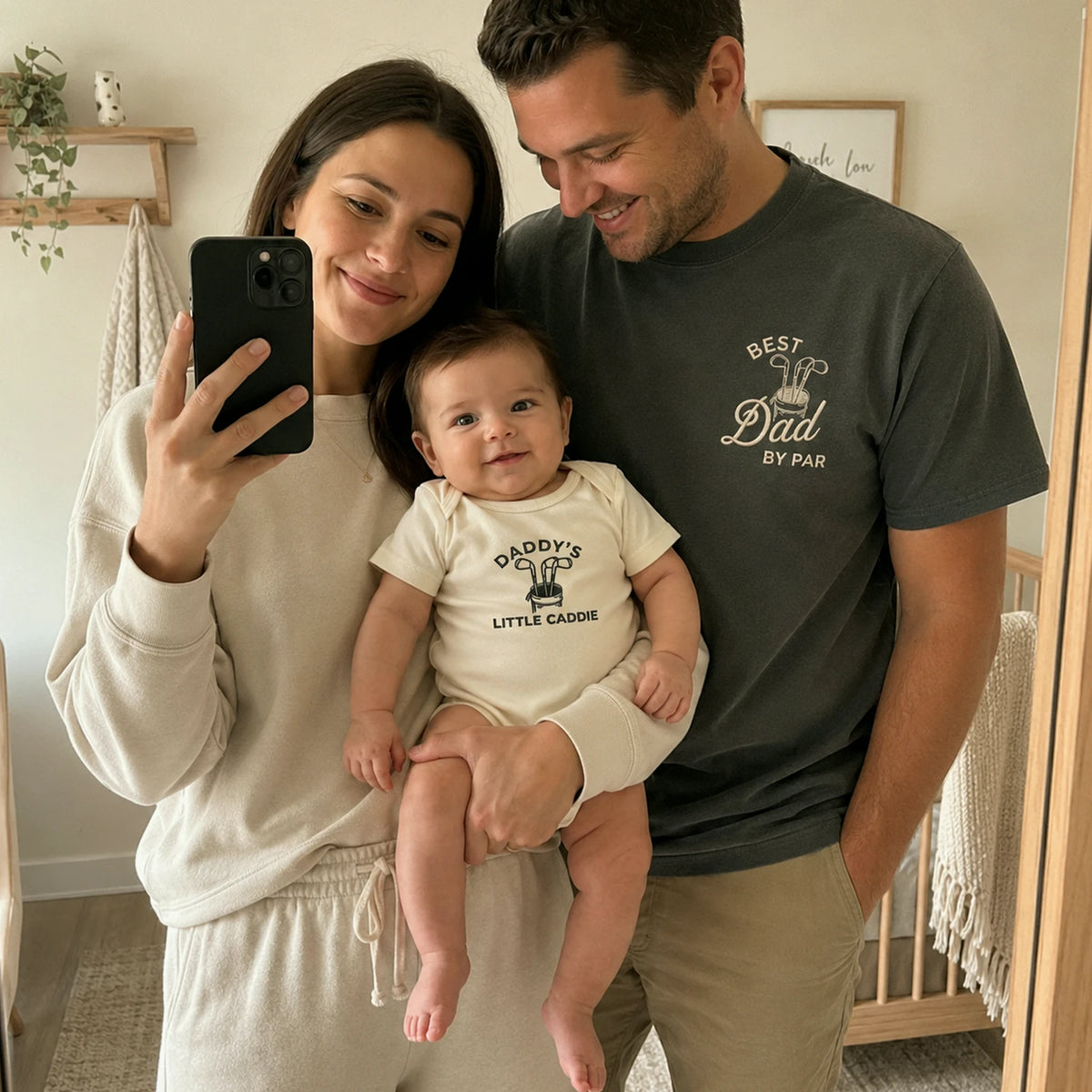 Dad and Mini Golfing Matching T-Shirt, Baby Onesie or Set - Embroidered Father's Day Gift for Golf Loving