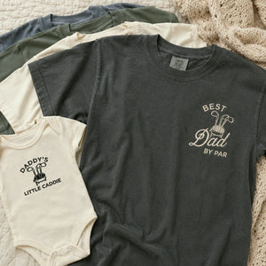 Dad and Mini Golfing Matching T-Shirt, Baby Onesie or Set - Embroidered Father's Day Gift for Golf Loving