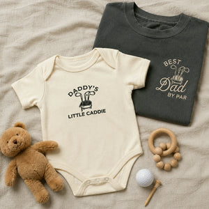 Dad and Mini Golfing Matching T-Shirt, Baby Onesie or Set - Embroidered Father's Day Gift for Golf Loving