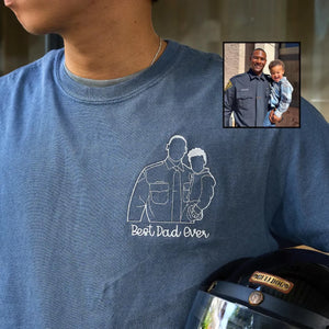 Father and Son T-Shirt, Personalized Fathers Day Gifts from Portrait Photo Tee, Unique Gifts for Dad