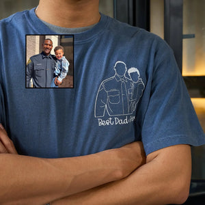 Father and Son T-Shirt, Personalized Fathers Day Gifts from Portrait Photo Tee, Unique Gifts for Dad