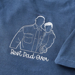 Father and Son T-Shirt, Personalized Fathers Day Gifts from Portrait Photo Tee, Unique Gifts for Dad