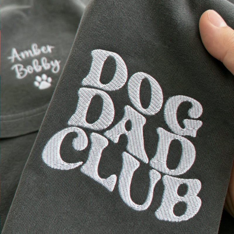 Personalized Dog Dad Club T-shirt - Sleeve Embroidery Pet Name & Icon Tee - Gift for Him