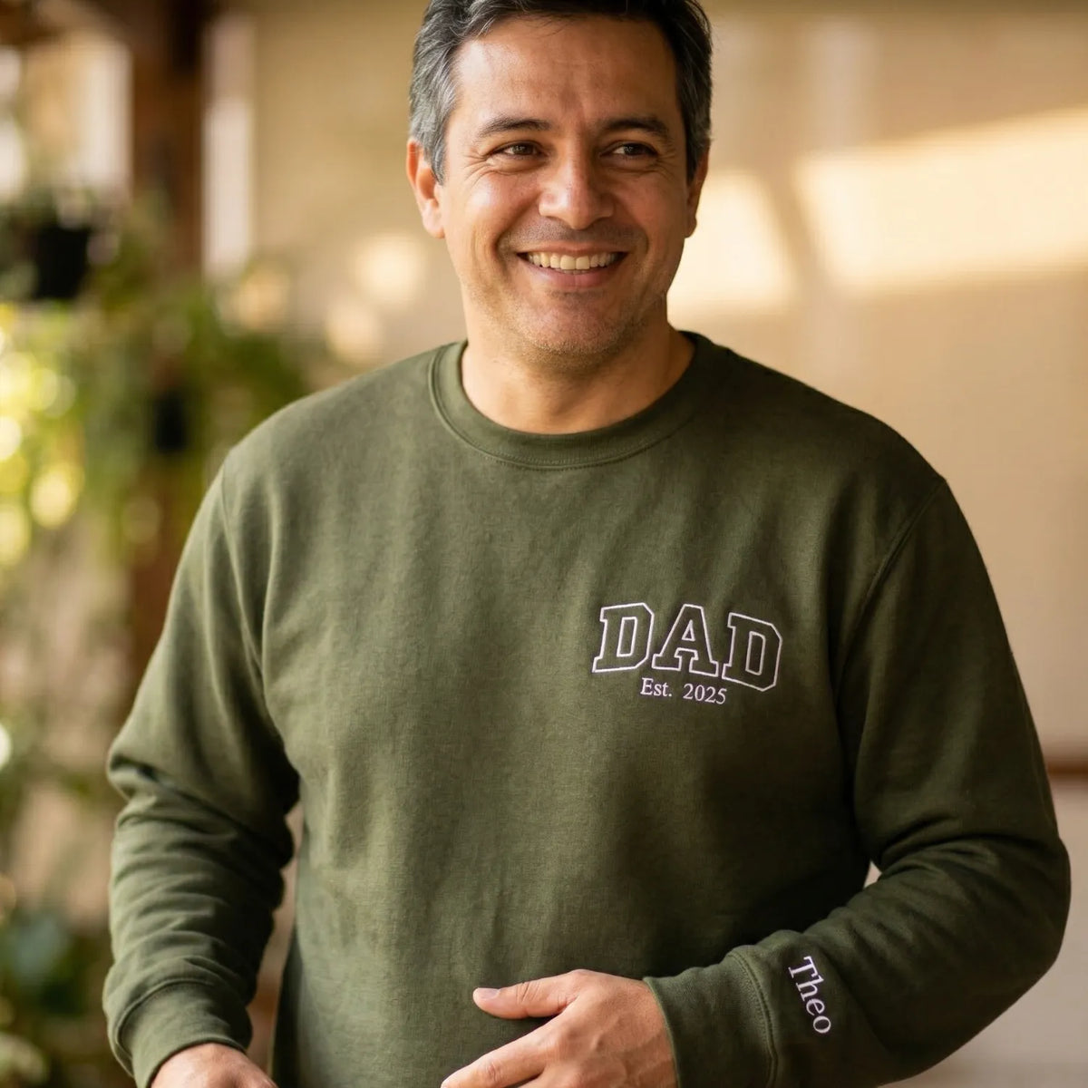 Custom Dad Est 2026 or Any Year Sweatshirt Hoodie - Embroidered Minimalist Gift for Father's Day Birthday