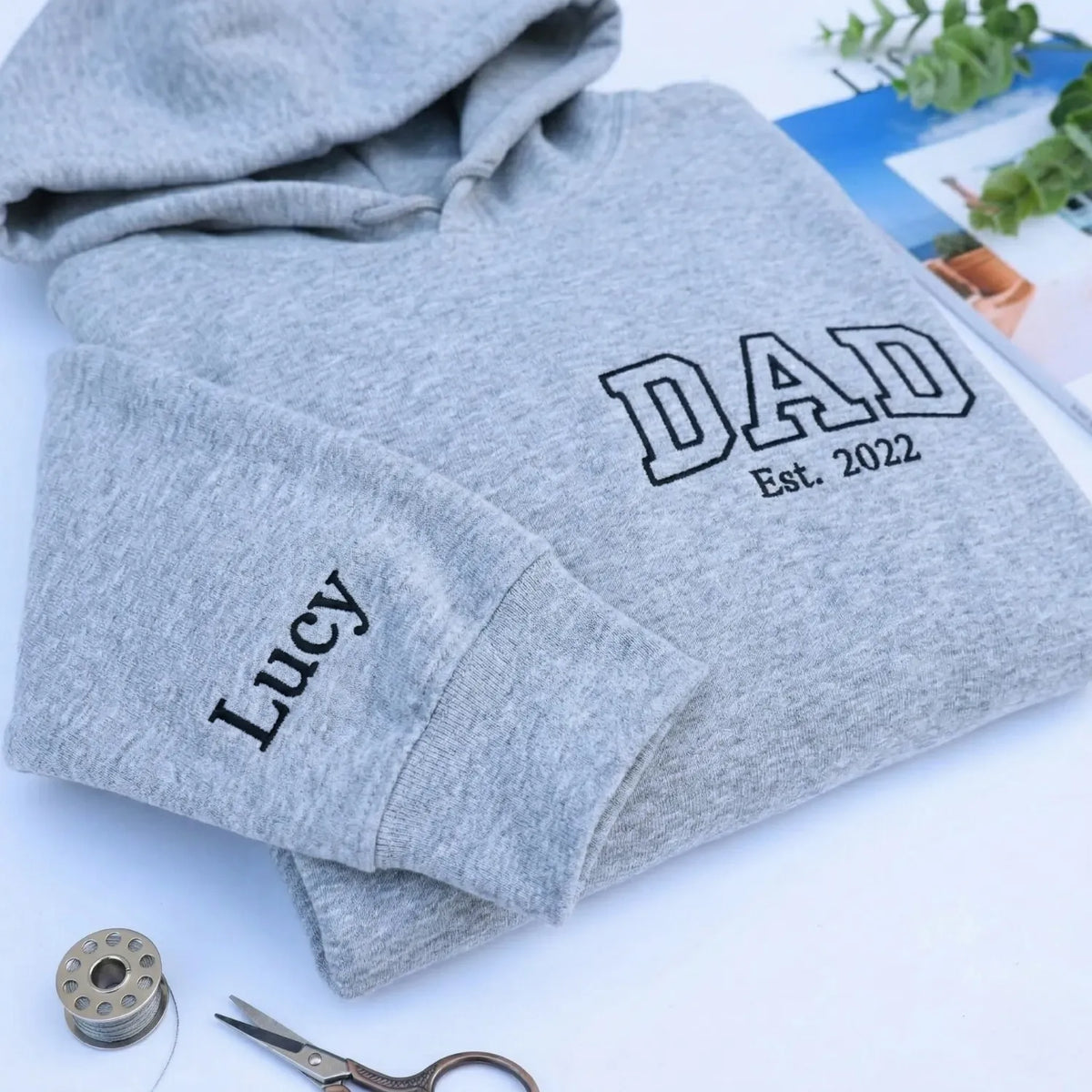 Custom Dad Est 2026 or Any Year Sweatshirt Hoodie - Embroidered Minimalist Gift for Father's Day Birthday