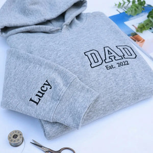 Custom Dad Est 2026 or Any Year Sweatshirt Hoodie - Embroidered Minimalist Gift for Father's Day Birthday