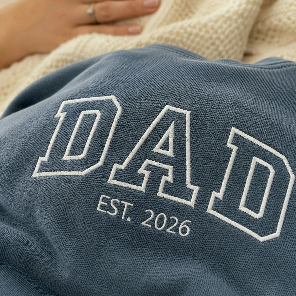 Dad Est T-Shirt or Sweatshirt Embroidered, Personalized Fathers Day Gifts for Him, New Dad