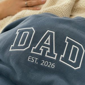 Dad Est T-Shirt or Sweatshirt Embroidered, Personalized Fathers Day Gifts for Him, New Dad