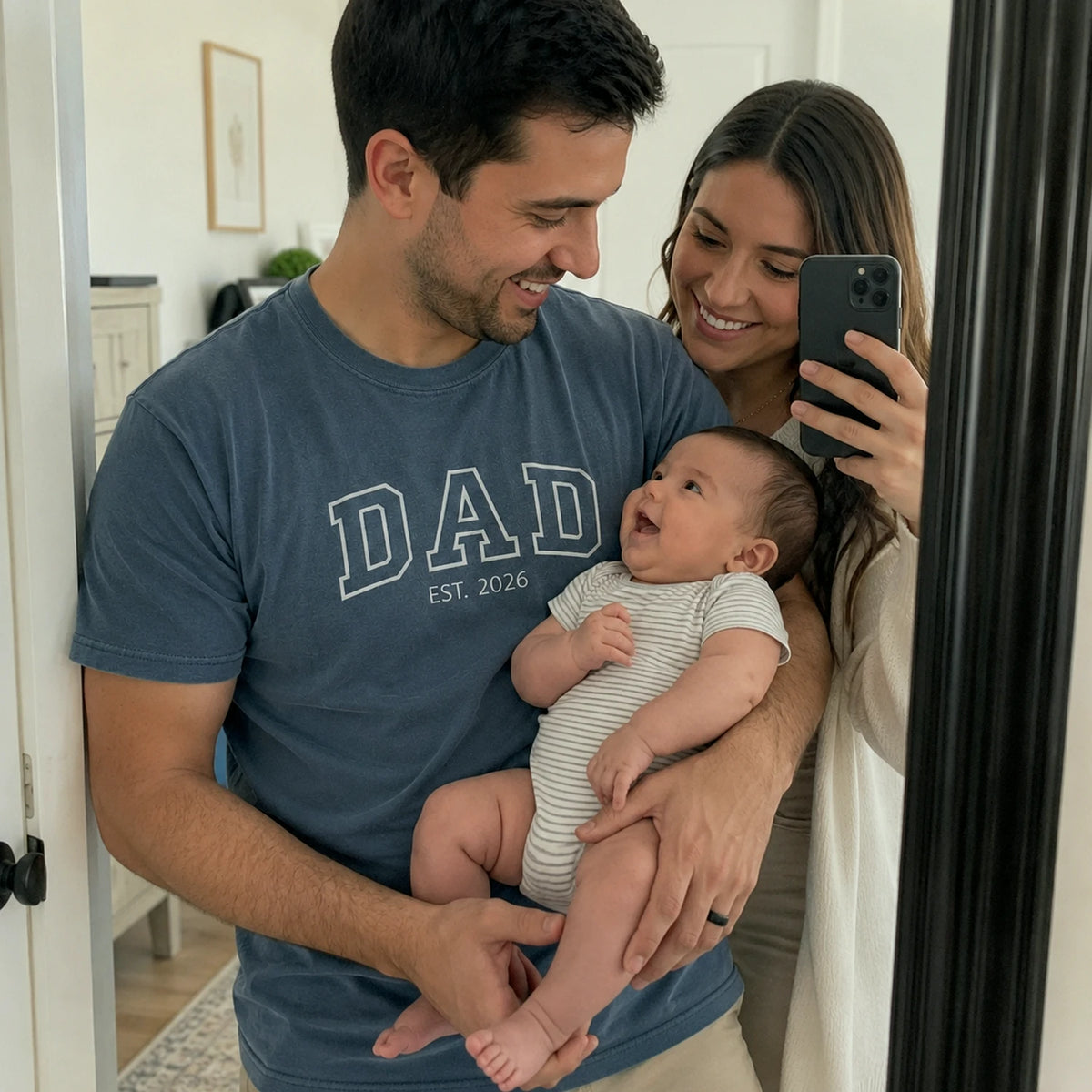 Dad Est T-Shirt or Sweatshirt Embroidered, Personalized Fathers Day Gifts for Him, New Dad