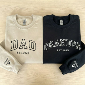 Personalized Grandpa Sweatshirt or Hoodie, Custom Embrodiered Est Year, Grandkids Names on Sleeve
