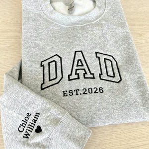 Personalized Grandpa Sweatshirt or Hoodie, Custom Embrodiered Est Year, Grandkids Names on Sleeve