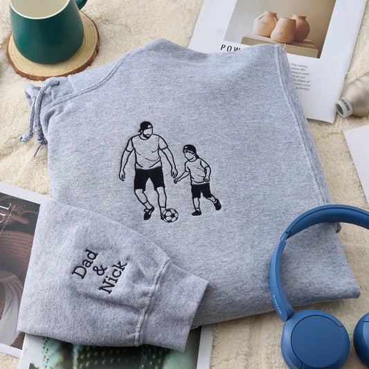 Father’s Day Gift for New Grandpa – Custom Embroidered Portrait Sweatshirt or Hoodie with Baby Photo
