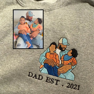 Girldad Photo Portrait Sweatshirt, Personalized Embroidered Hoodie for Father's Day