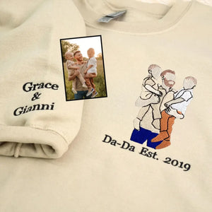 Girldad Photo Portrait Sweatshirt, Personalized Embroidered Hoodie for Father's Day