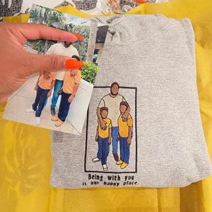 Girldad Photo Portrait Sweatshirt, Personalized Embroidered Hoodie for Father's Day