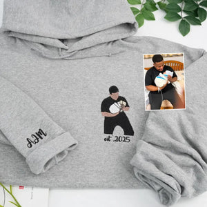 Girldad Photo Portrait Sweatshirt, Personalized Embroidered Hoodie for Father's Day
