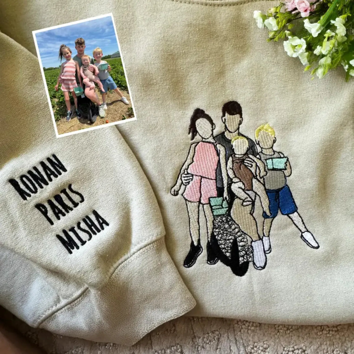 Girldad Photo Portrait Sweatshirt, Personalized Embroidered Hoodie for Father's Day