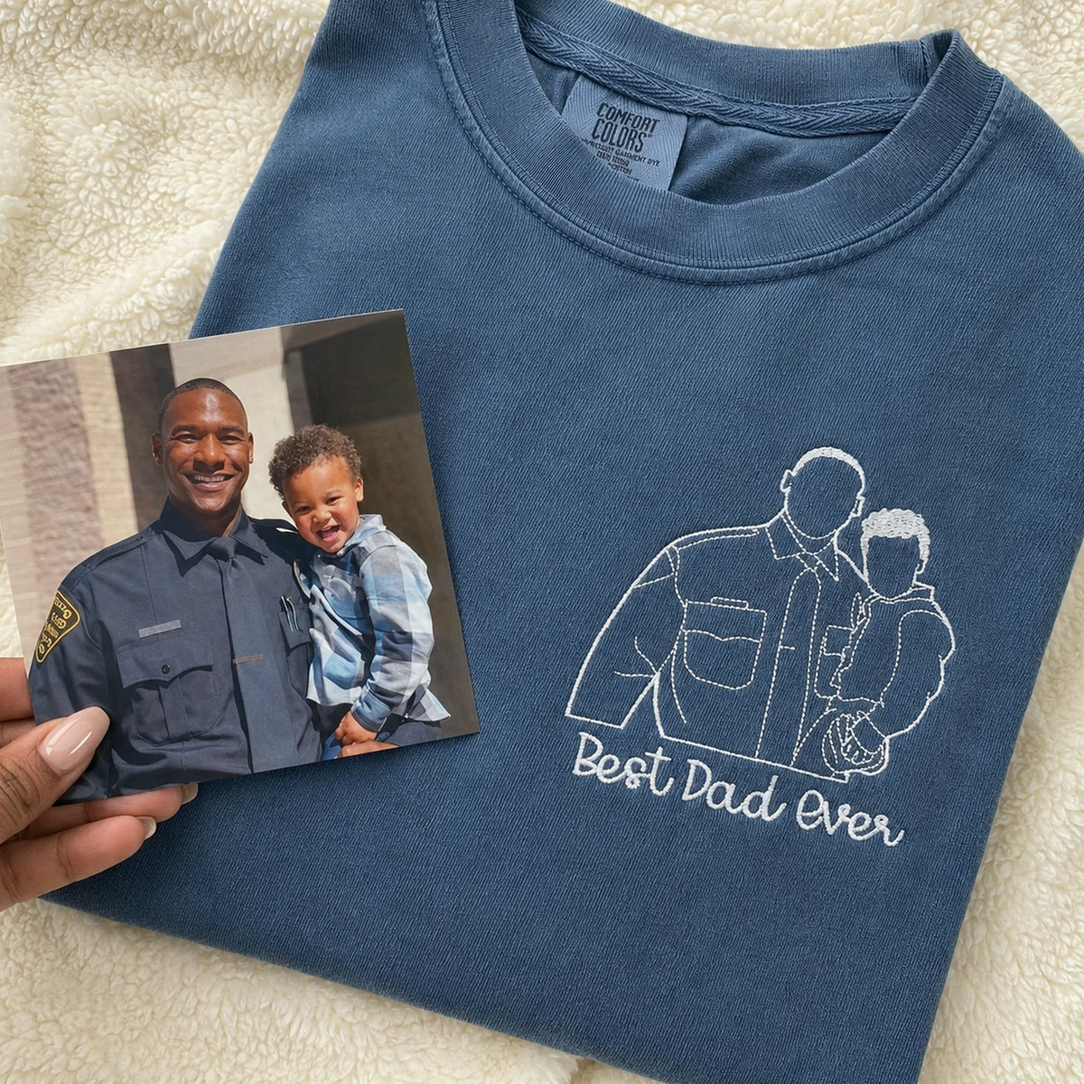Father and Son T-Shirt, Personalized Fathers Day Gifts from Portrait Photo Tee, Unique Gifts for Dad