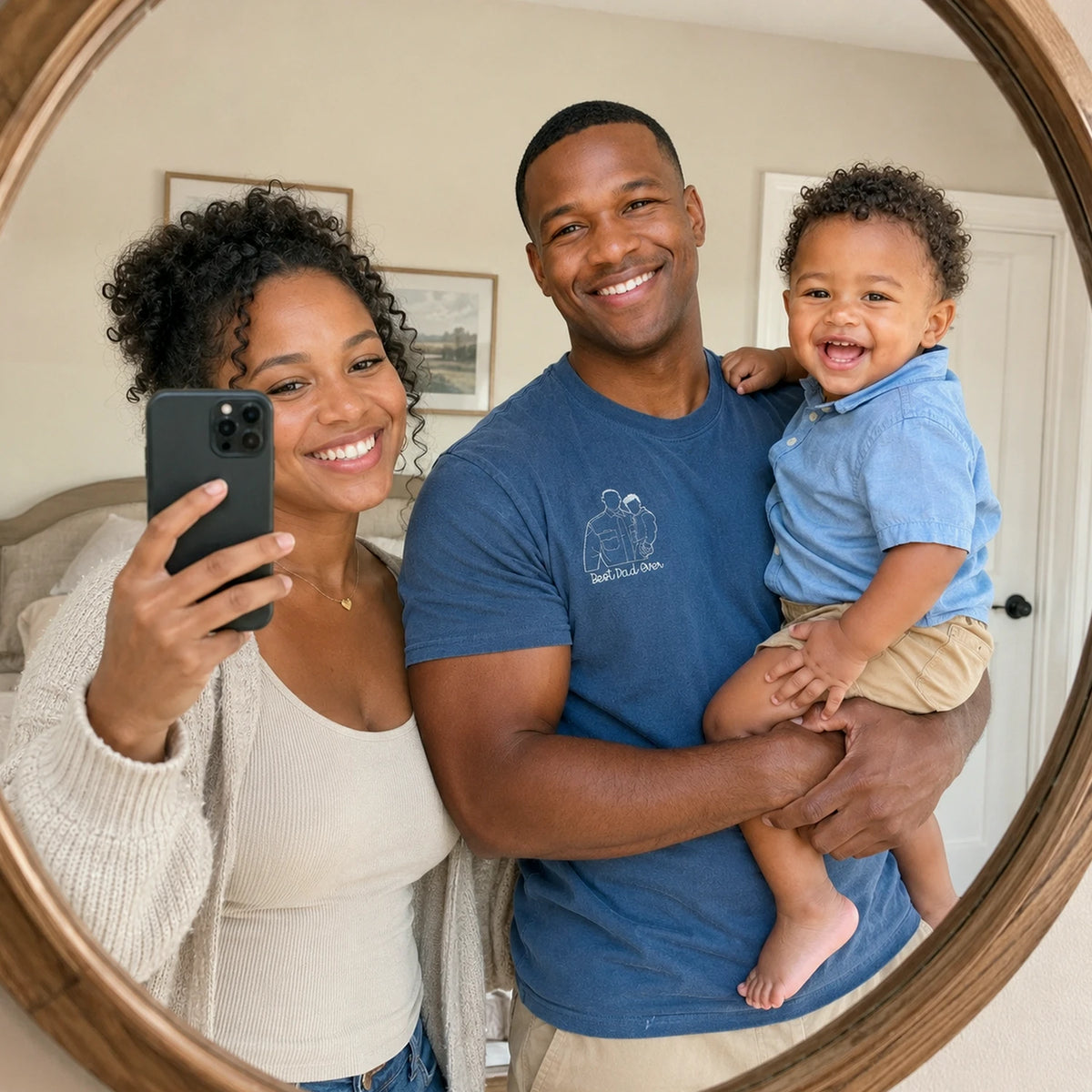 Father and Son T-Shirt, Personalized Fathers Day Gifts from Portrait Photo Tee, Unique Gifts for Dad
