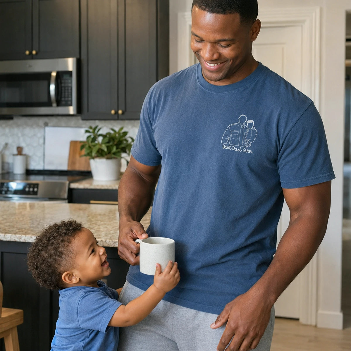 Father and Son T-Shirt, Personalized Fathers Day Gifts from Portrait Photo Tee, Unique Gifts for Dad