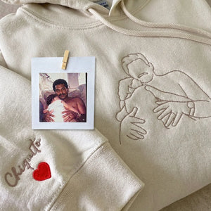 Custom Dad Photo Line Art Sweatshirt - Hand Drawing Father & Daughter or Son Outline Hoodie - Unique 2026 Father's Day
