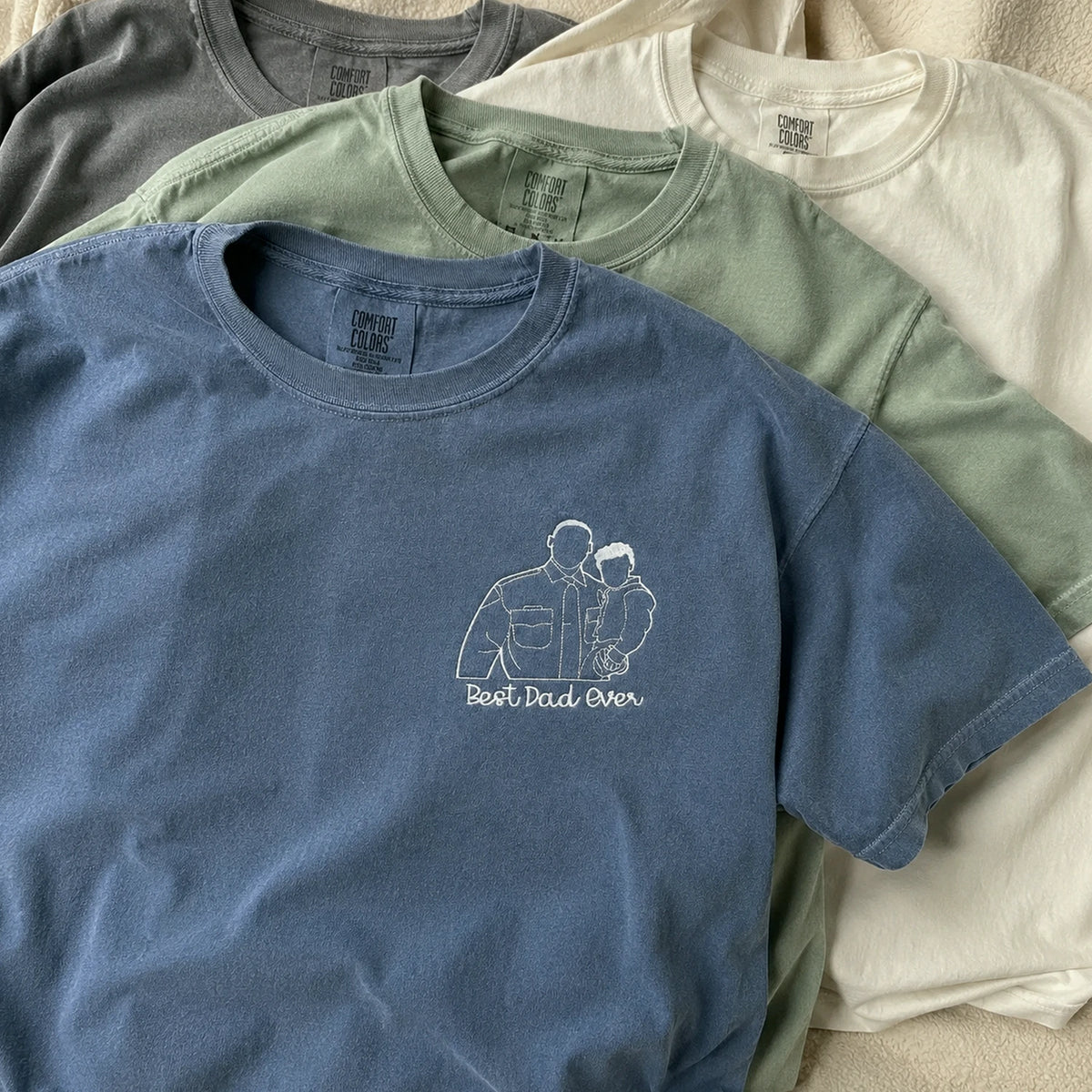 Father and Son T-Shirt, Personalized Fathers Day Gifts from Portrait Photo Tee, Unique Gifts for Dad