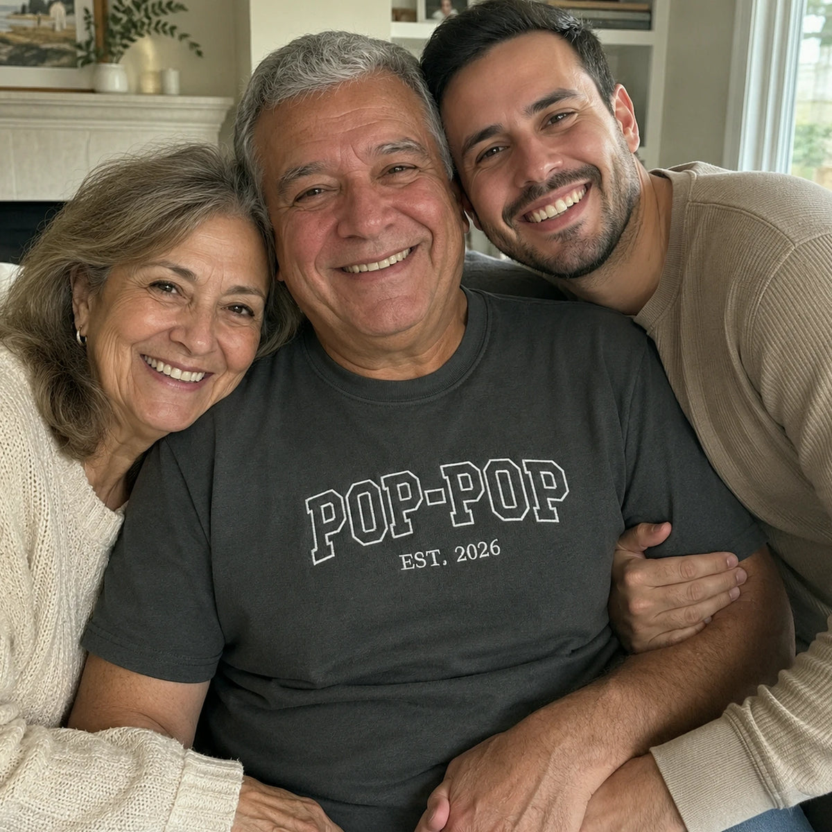 Pop Pop T-Shirt or Sweatshirt Embroidered - Father's Day Gift for Dad, New Grandpa