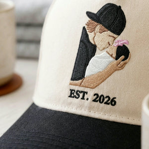 First Time Girl Dad Photo Hat Embroidered - Personalized Father's Day Gift for New Dad Est Year