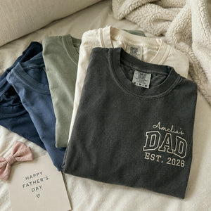 Personalized Dad Shirt with Kid Name Embroidered - Custom Fathers Day Gifts for Him, New Dad