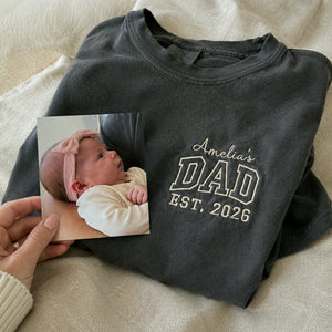 Personalized Dad Shirt with Kid Name Embroidered - Custom Fathers Day Gifts for Him, New Dad