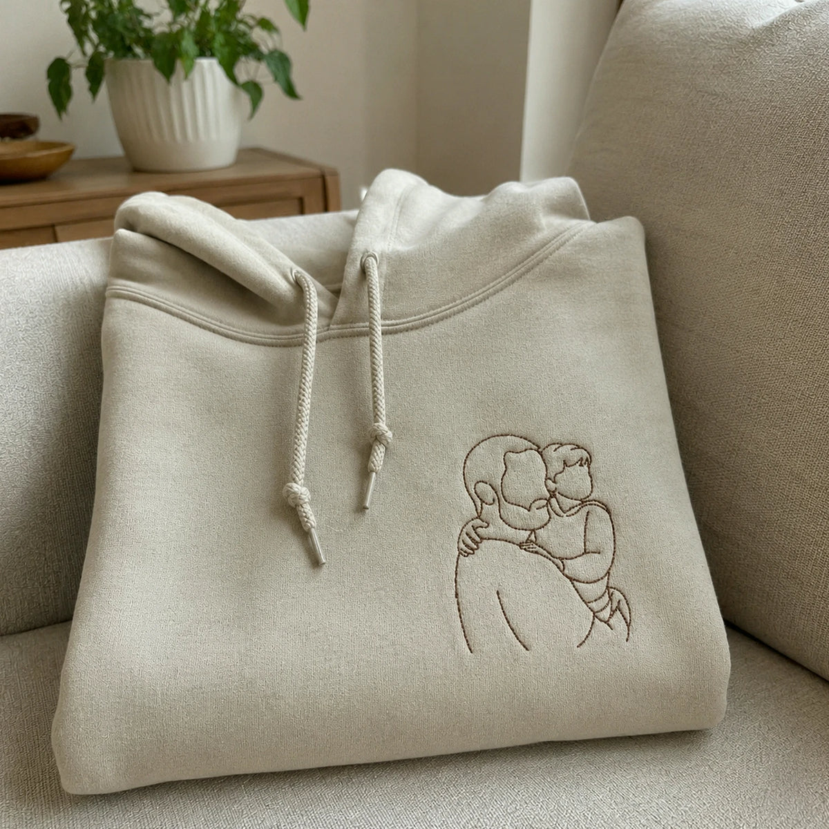 First Father's Day Sweatshirt or Hoodie with Custom Embroidered Photo Father and Son, New Dad Gift