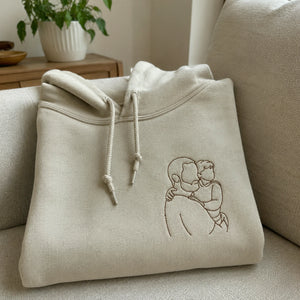 First Father's Day Sweatshirt or Hoodie with Custom Embroidered Photo Father and Son, New Dad Gift