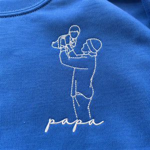 Custom embroidered Papa line art sweatshirt personalized gift for dad
