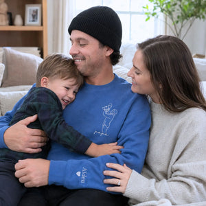 Custom embroidered Papa line art sweatshirt personalized gift for dad