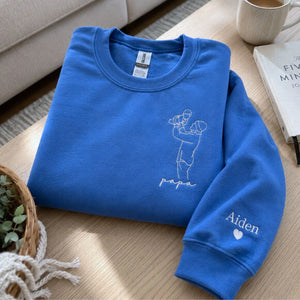 Custom embroidered Papa line art sweatshirt personalized gift for dad