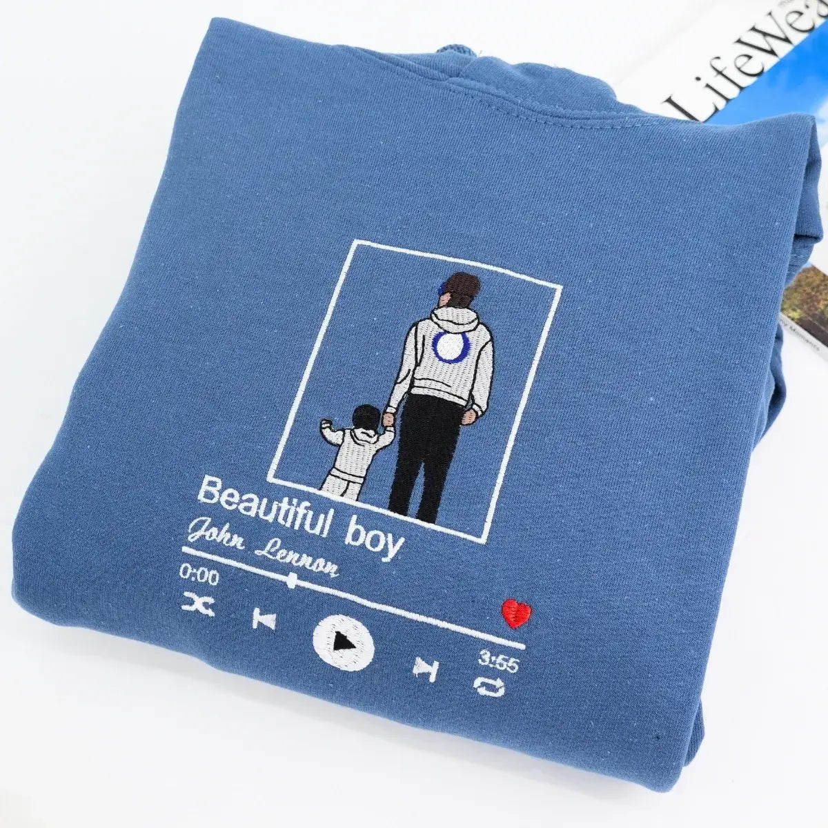Personalized Dad T-Shirt, Father's Day Gift with Embroidered Photo Portrait, New Dad Sweatshirt or Hoodie