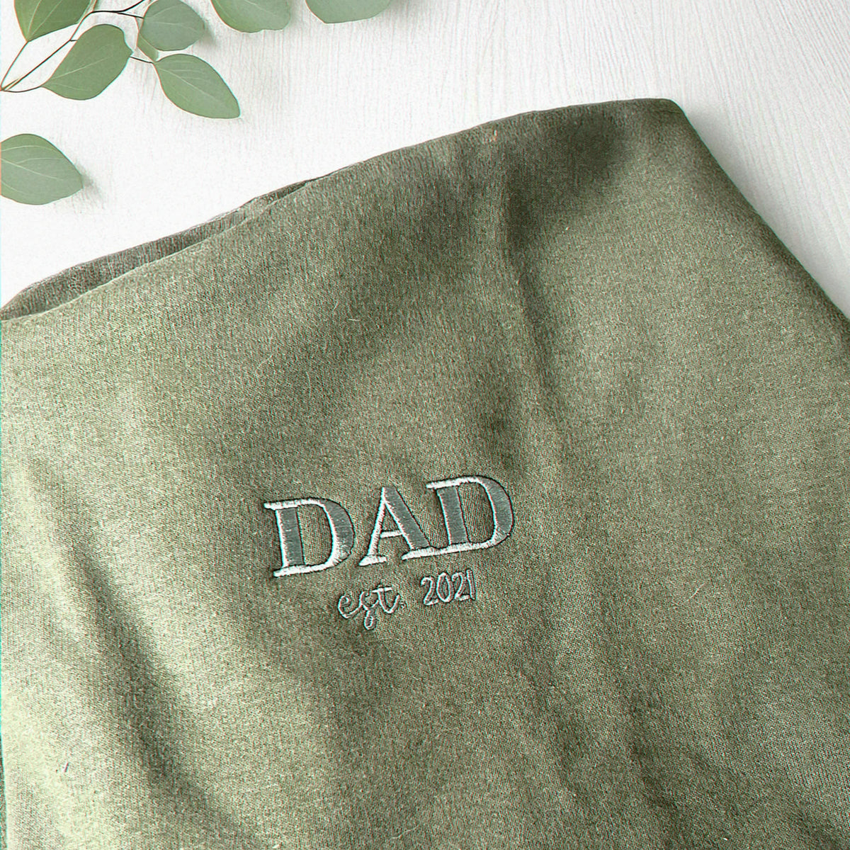 Embroidered Dad Est Year Sweatshirt - Personalized Kids Names on Sleeve, Birthday or Christmas Gift for Dad