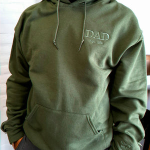 Embroidered Dad Est Year Sweatshirt - Personalized Kids Names on Sleeve, Birthday or Christmas Gift for Dad