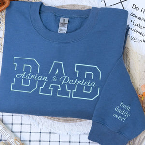 Custom embroidered dad hoodie with kids names on chest personalized Father's Day gift for husband