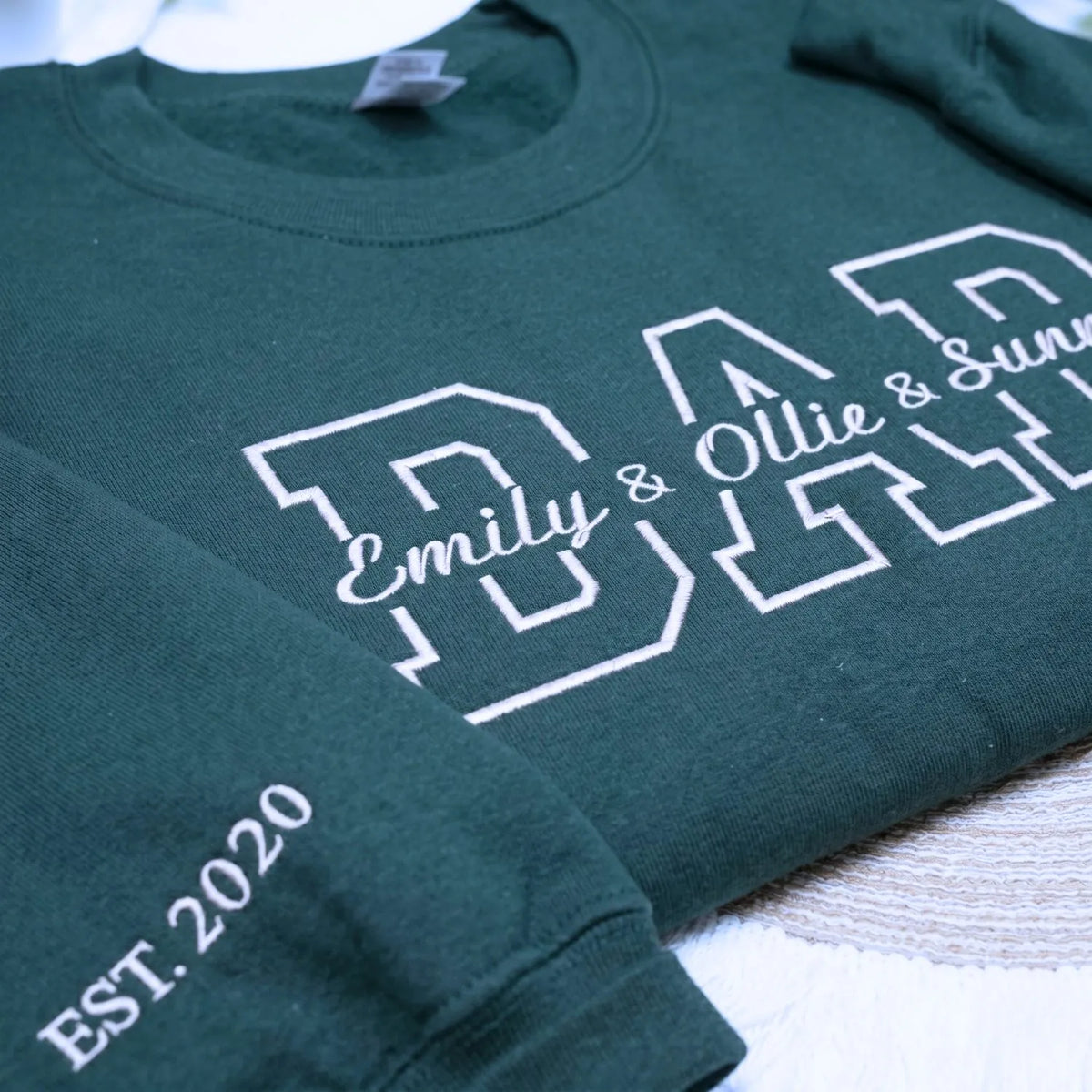 Custom embroidered dad hoodie with kids names on chest personalized Father's Day gift for husband