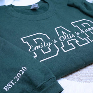 Custom embroidered dad hoodie with kids names on chest personalized Father's Day gift for husband