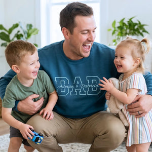 Custom embroidered dad hoodie with kids names on chest personalized Father's Day gift for husband